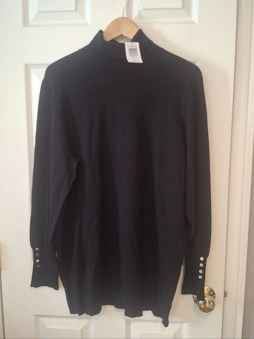 Torrid Size 3x Black Turtleneck Sweater Everyday Soft Button Cuff Knit Tunic NWT